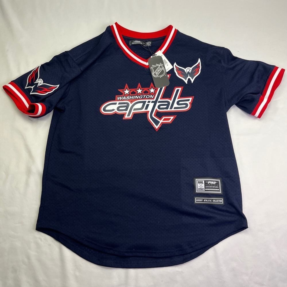 Pro Standard Washington Capitals Jersey Navy‎ Blue Mesh V-Neck Shirt Medium NEW